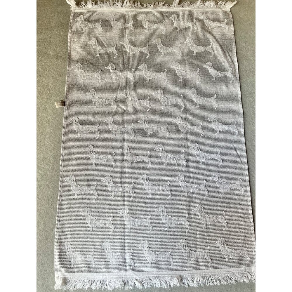 Ladinne Reversible Dachshund Tea Towels Set of Two Cotton 30" X 19" Gray & White